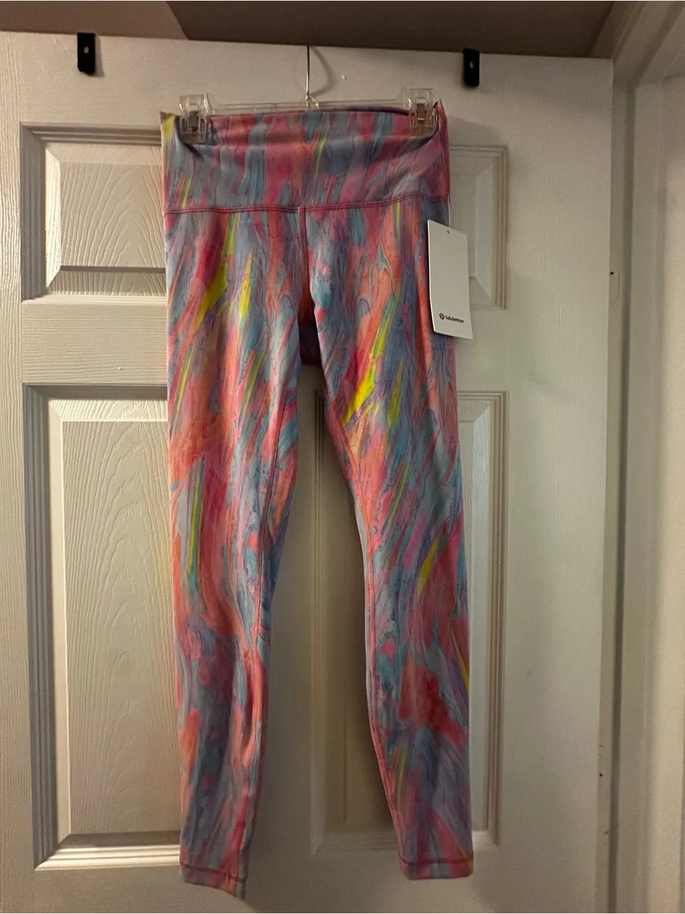 lululemon athletica Kids' Pink Marble-Print Leggings with Multicolor Streaks